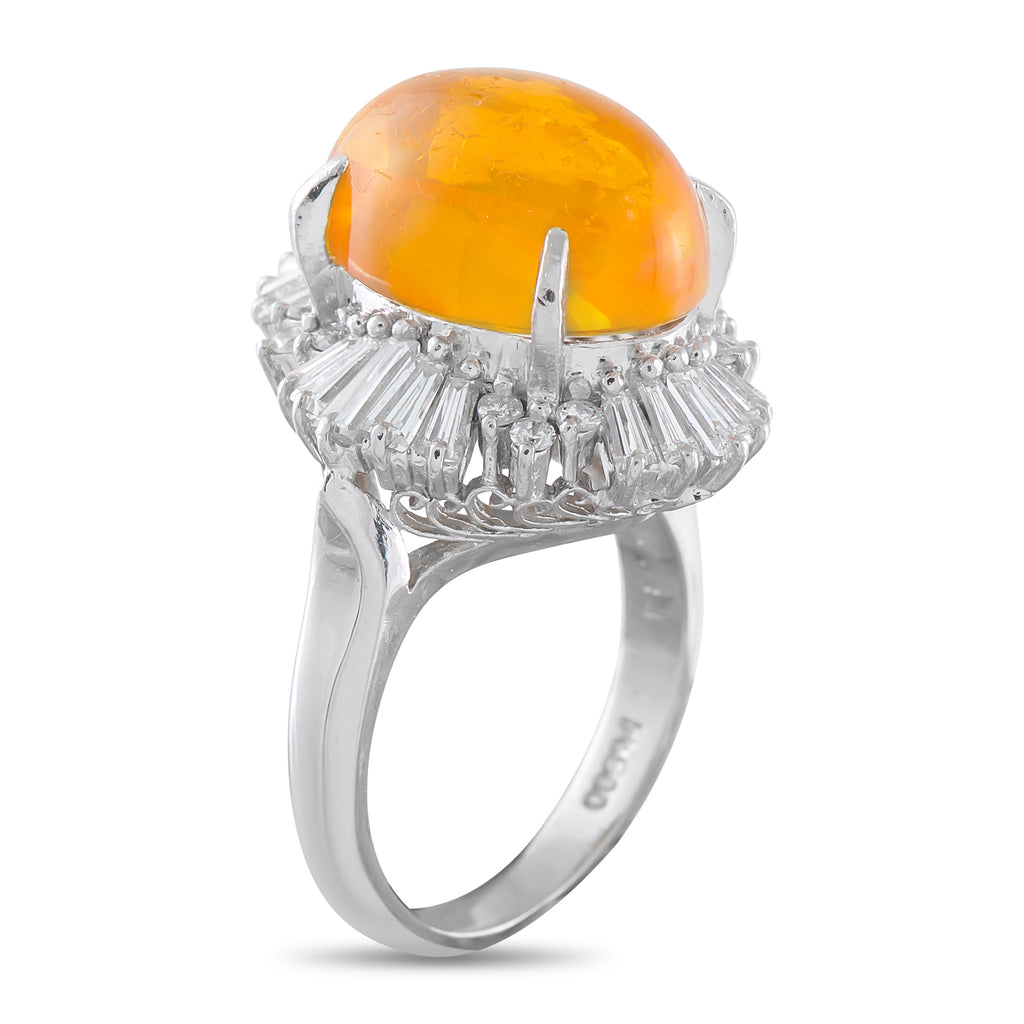 Platinum 1.45ct Diamond and Opal Ring
