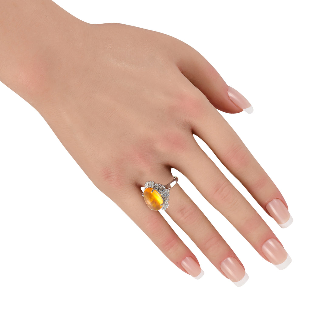 Platinum 1.45ct Diamond and Opal Ring