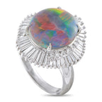 Platinum 1.39ct Diamond and Black Opal Ring