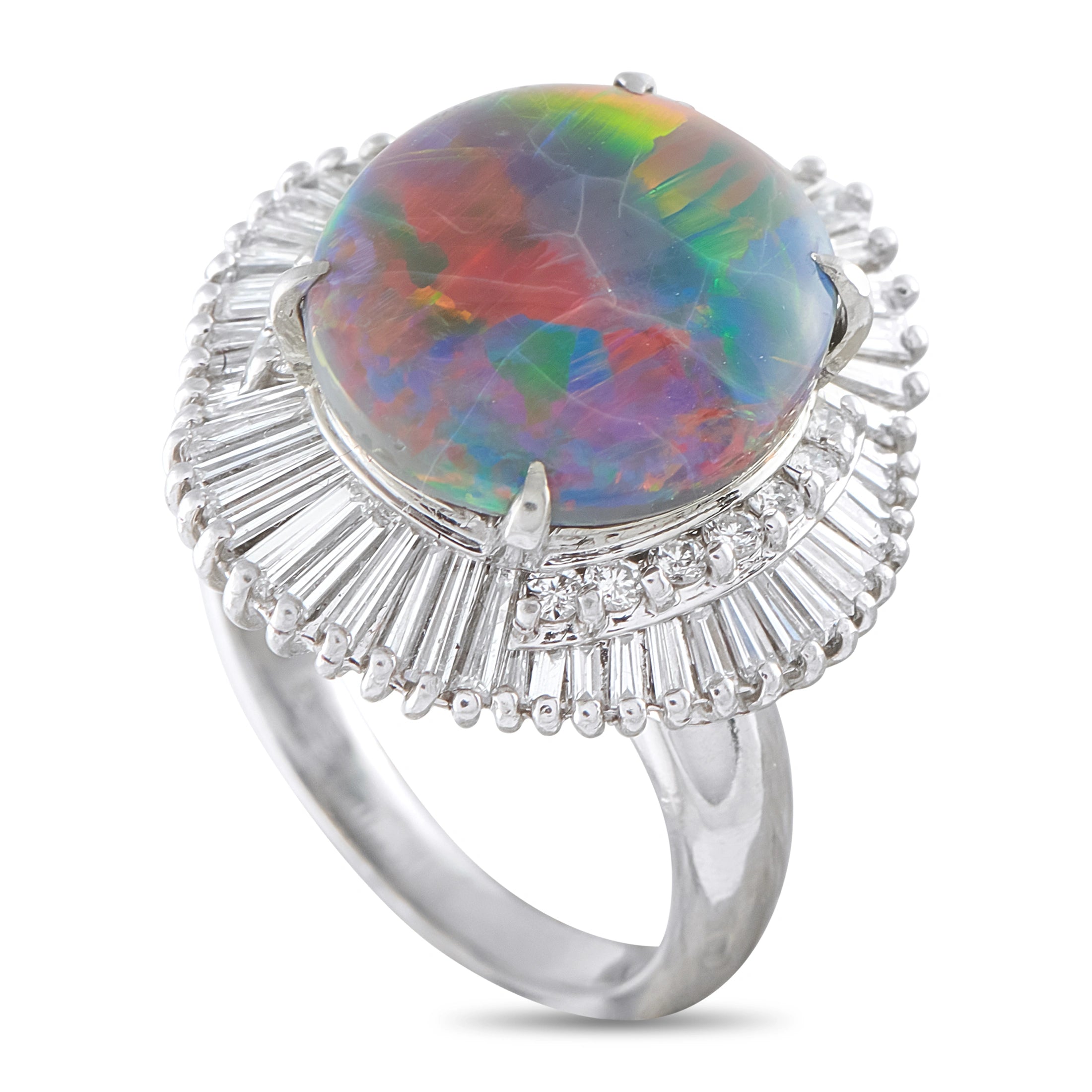 Platinum 1.39ct Diamond and Black Opal Ring