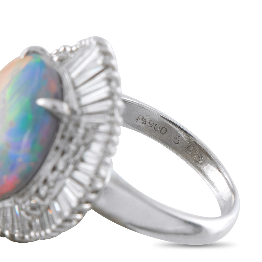 Platinum 1.39ct Diamond and Black Opal Ring