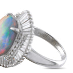 Platinum 1.39ct Diamond and Black Opal Ring