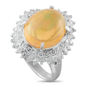 Platinum 1.03ct Diamond and Opal Ring