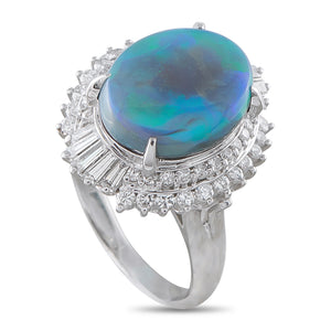 Platinum 0.80ct Diamond and Black Opal Ring