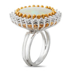 Platinum 0.80ct Diamond and Opal Cocktail Ring