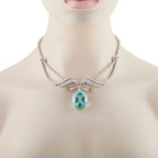 Vintage Platinum 20.0ct Diamond and Paraiba Tourmaline Necklace