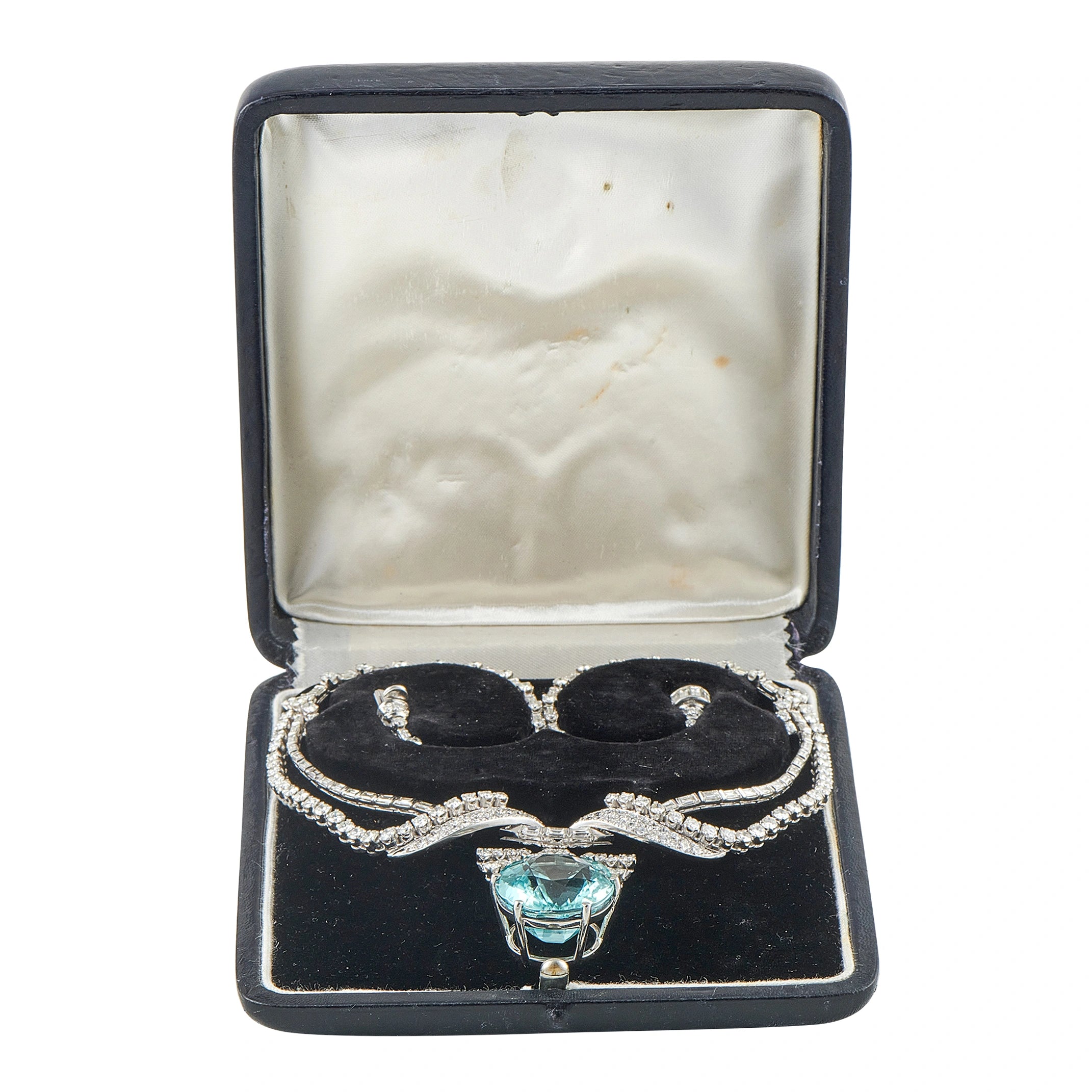 Vintage Platinum 20.0ct Diamond and Paraiba Tourmaline Necklace