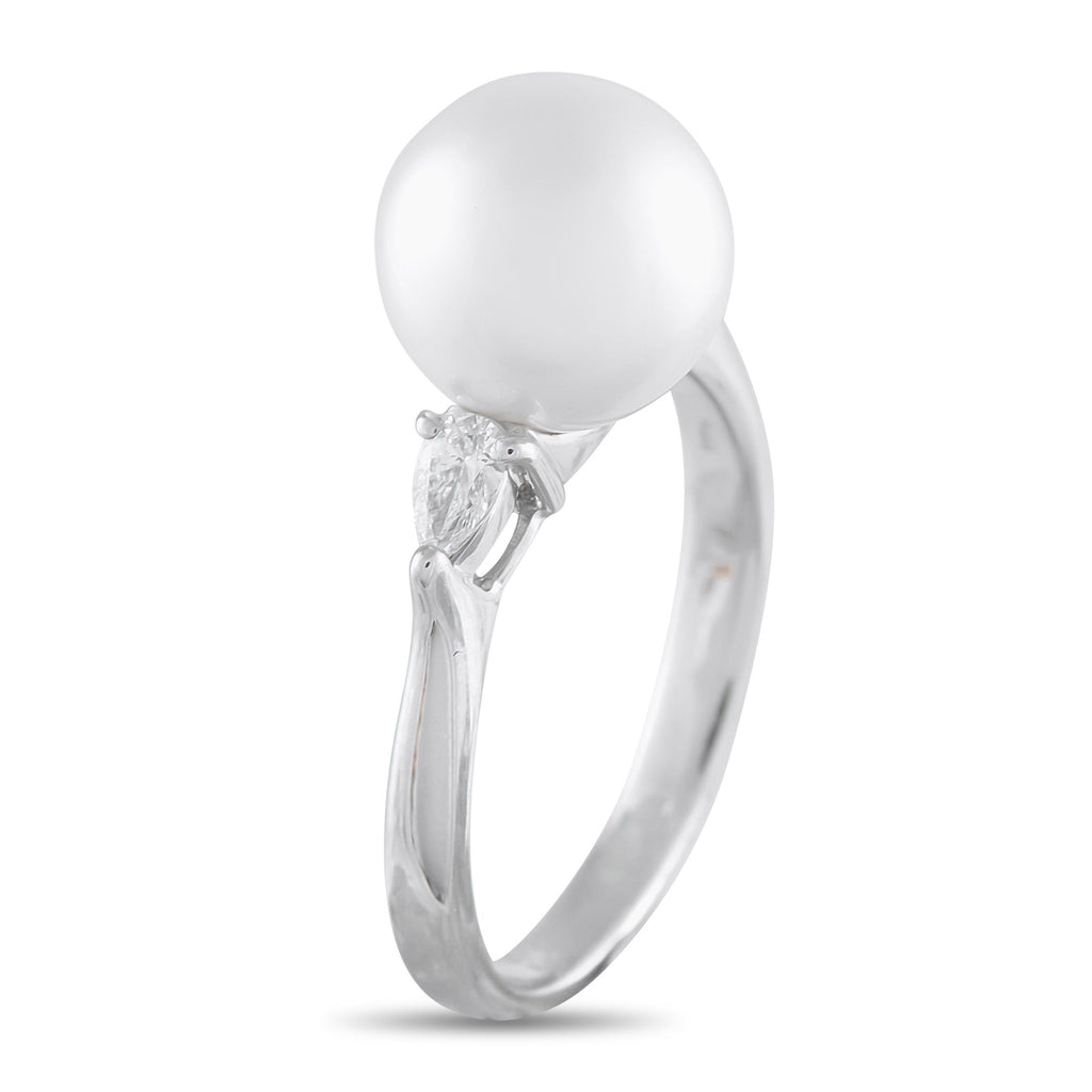 Exclusive Platinum 0.28ct Diamond and Pearl Ring