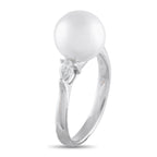 Exclusive Platinum 0.28ct Diamond and Pearl Ring