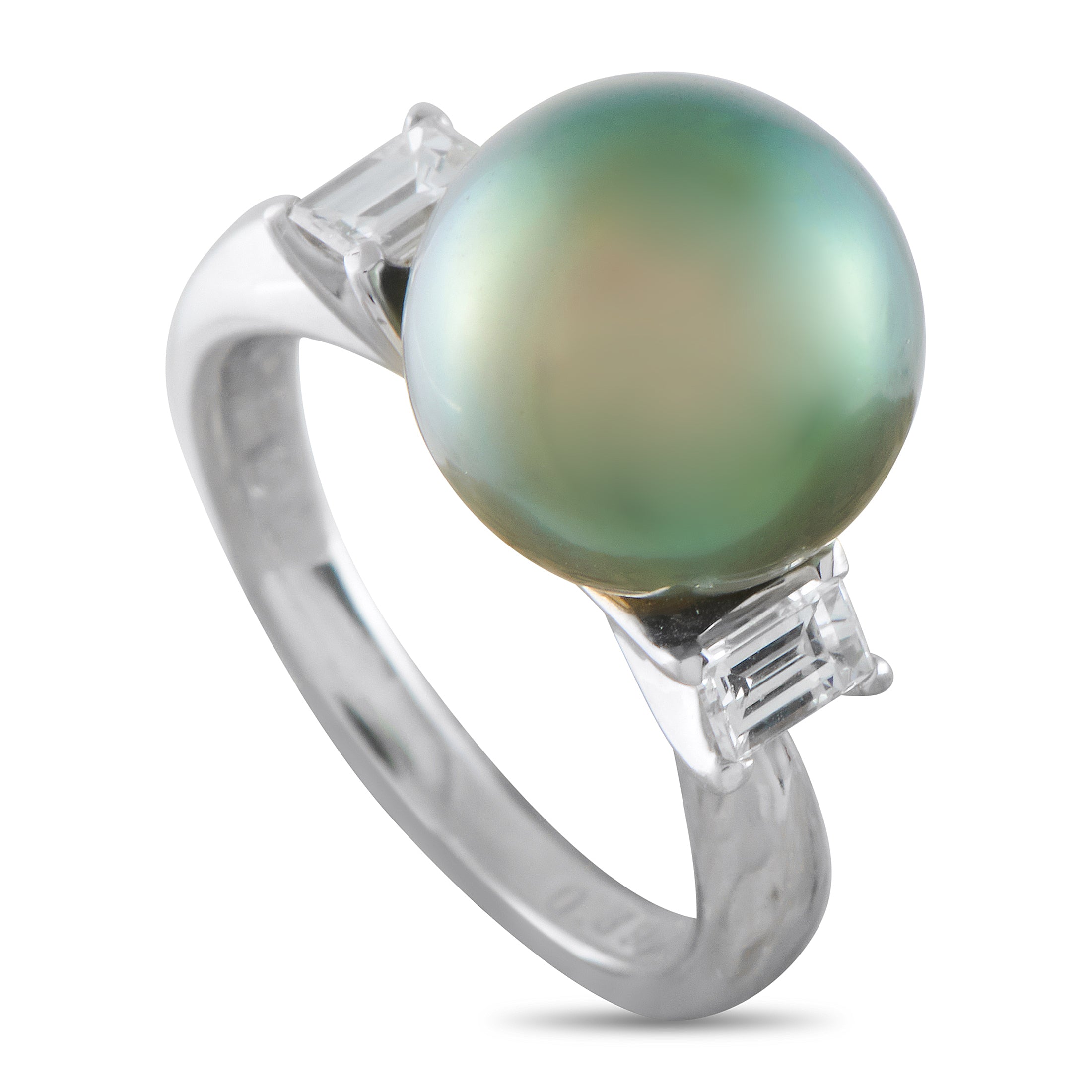 Platinum 0.39ct Diamond and Pearl Ring
