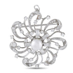 Platinum 2.10ct Diamond Pearl Swirl Brooch