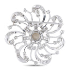 Platinum 2.10ct Diamond Pearl Swirl Brooch