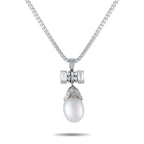 Platinum 0.85ct Diamond and Pearl Pendant