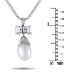 Exclusive Platinum 0.85ct Diamond and Pearl Pendant Necklace