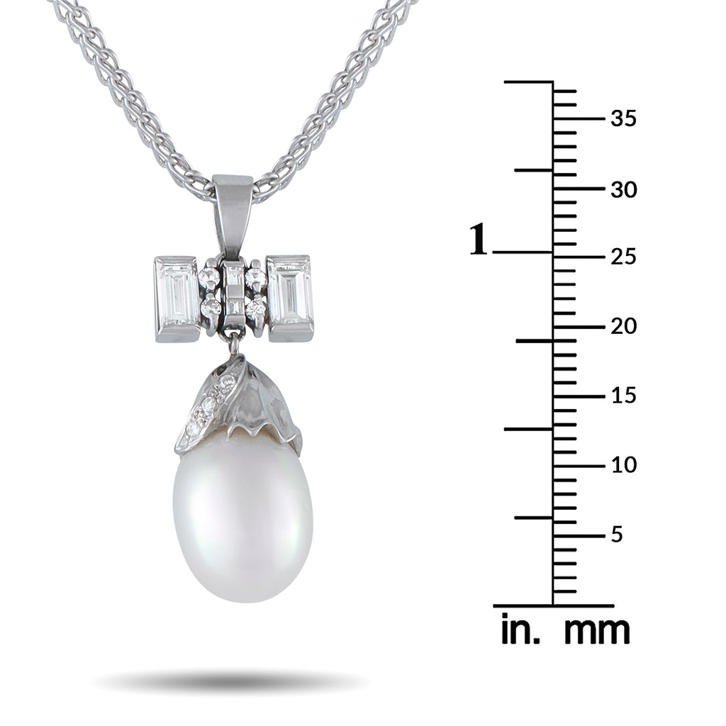 Platinum 0.85ct Diamond and Pearl Pendant