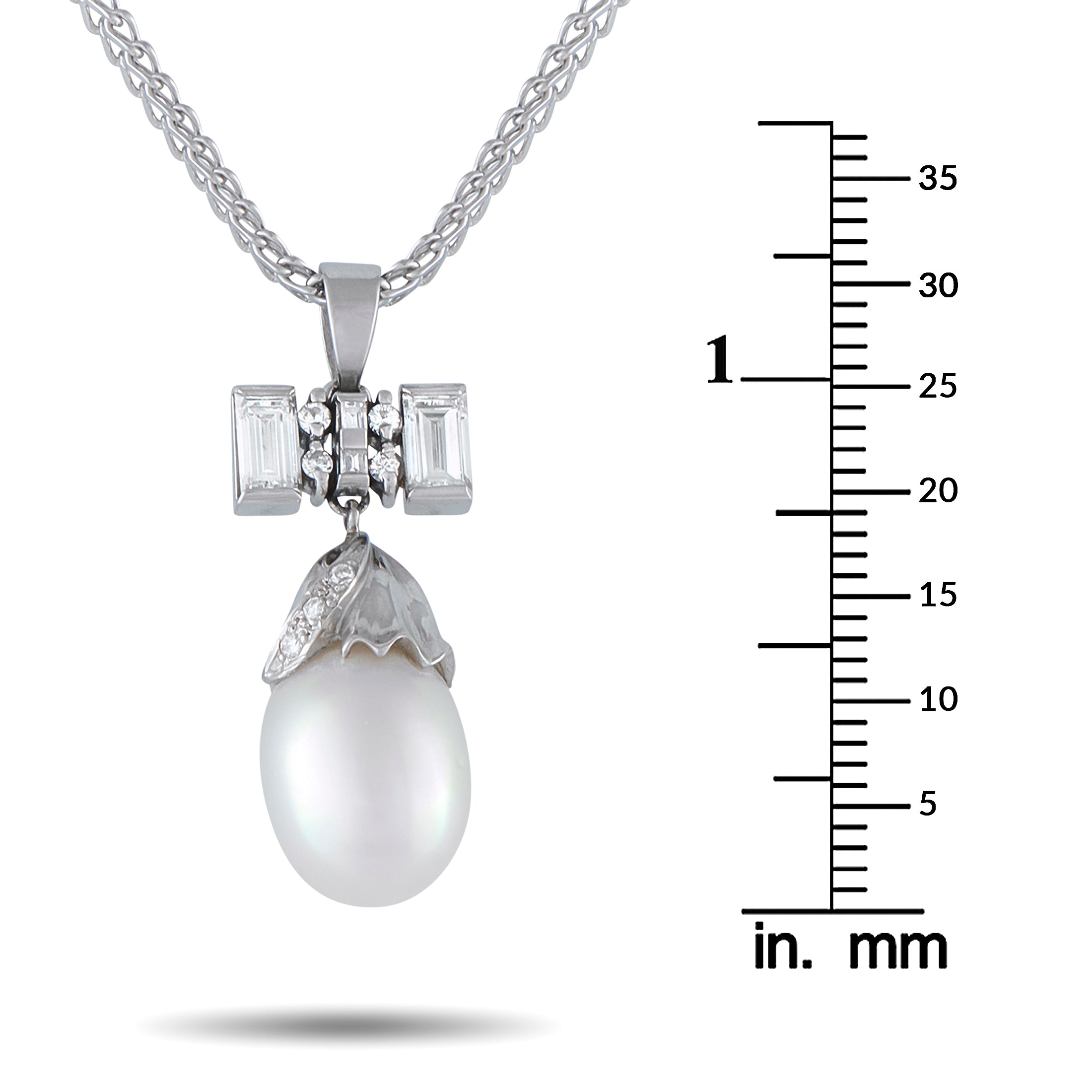 Platinum 0.85ct Diamond and Pearl Pendant
