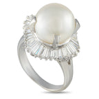 Platinum 1.69ct Diamond and Pearl Ring