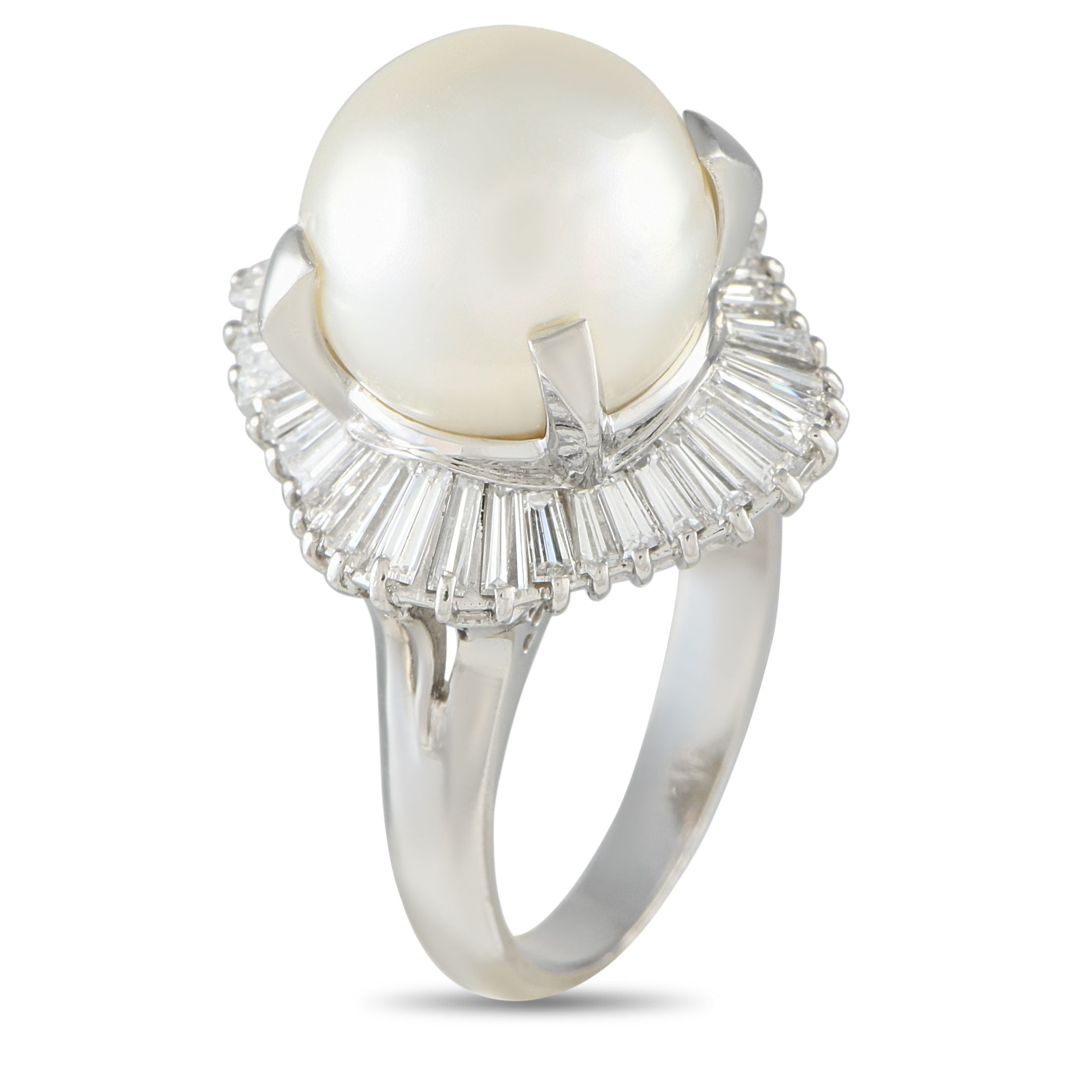 Exclusive Platinum 1.69ct Diamond and Pearl Ring