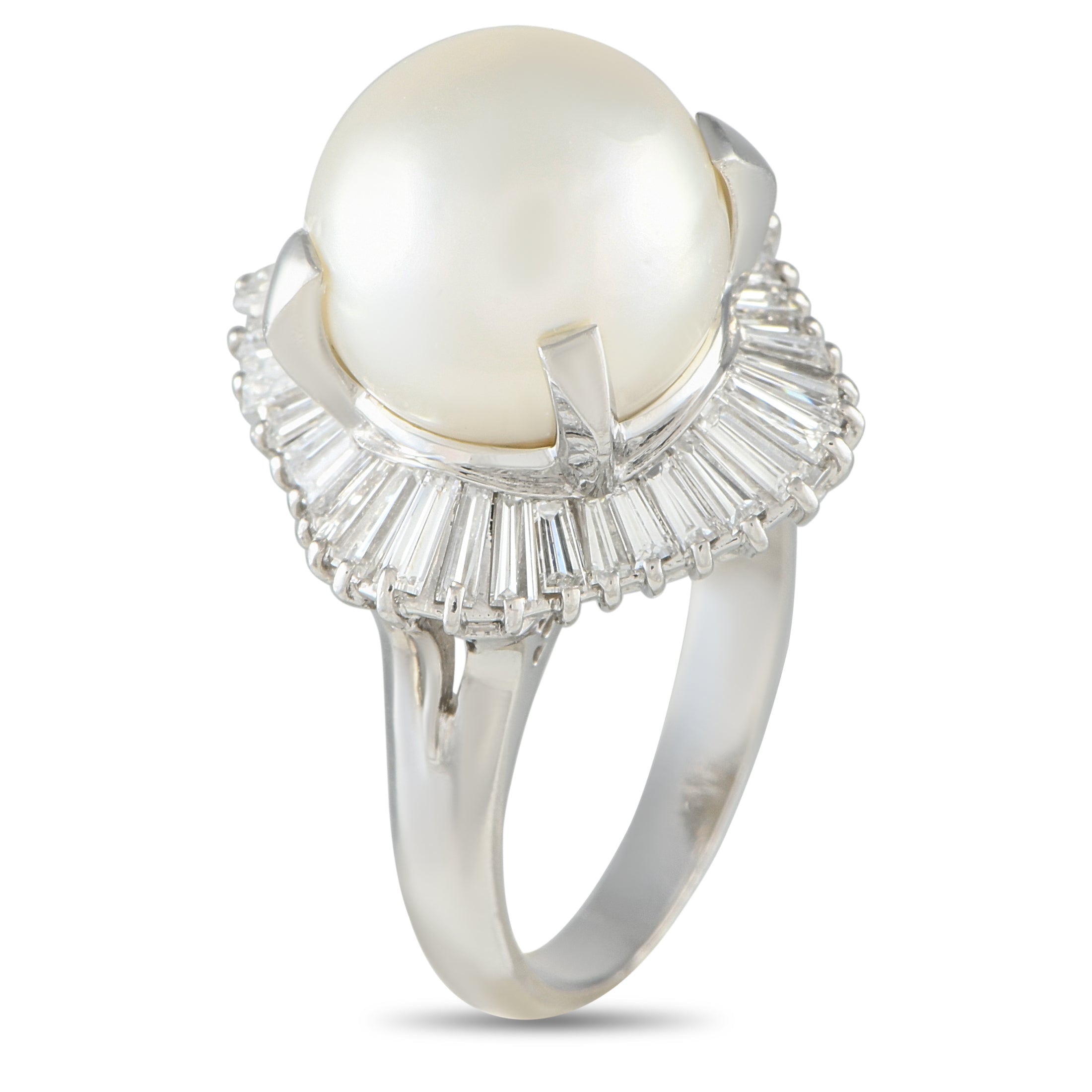 Platinum 1.69ct Diamond and Pearl Ring