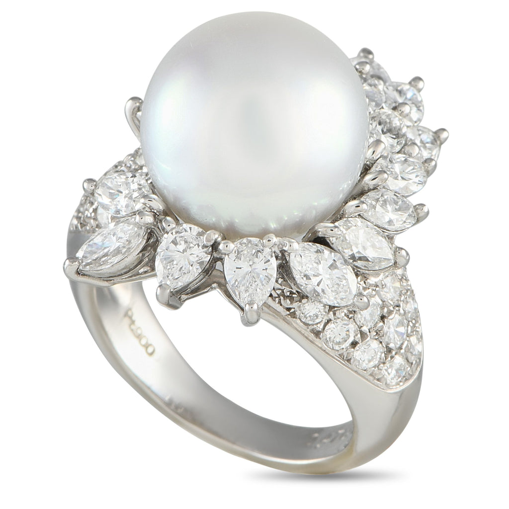 Exclusive Platinum 2.47ct Diamond and Pearl Ring MF01-022125 – This luxury ring is unlike anything you have seen before