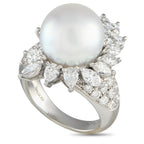 Exclusive Platinum 2.47ct Diamond and Pearl Ring