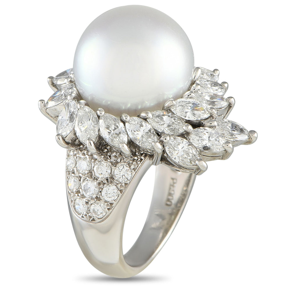 Exclusive Platinum 2.47ct Diamond and Pearl Ring