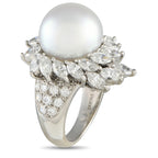 Exclusive Platinum 2.47ct Diamond and Pearl Ring