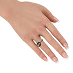 Exclusive Platinum 0.24ct Diamond and Pearl Ring