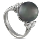 Exclusive Platinum 0.38ct Diamond and Pearl Ring MF10-051425 – Elegant and unconventional, this luxury ring defies expectatio