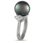 Exclusive Platinum 0.38ct Diamond and Pearl Ring