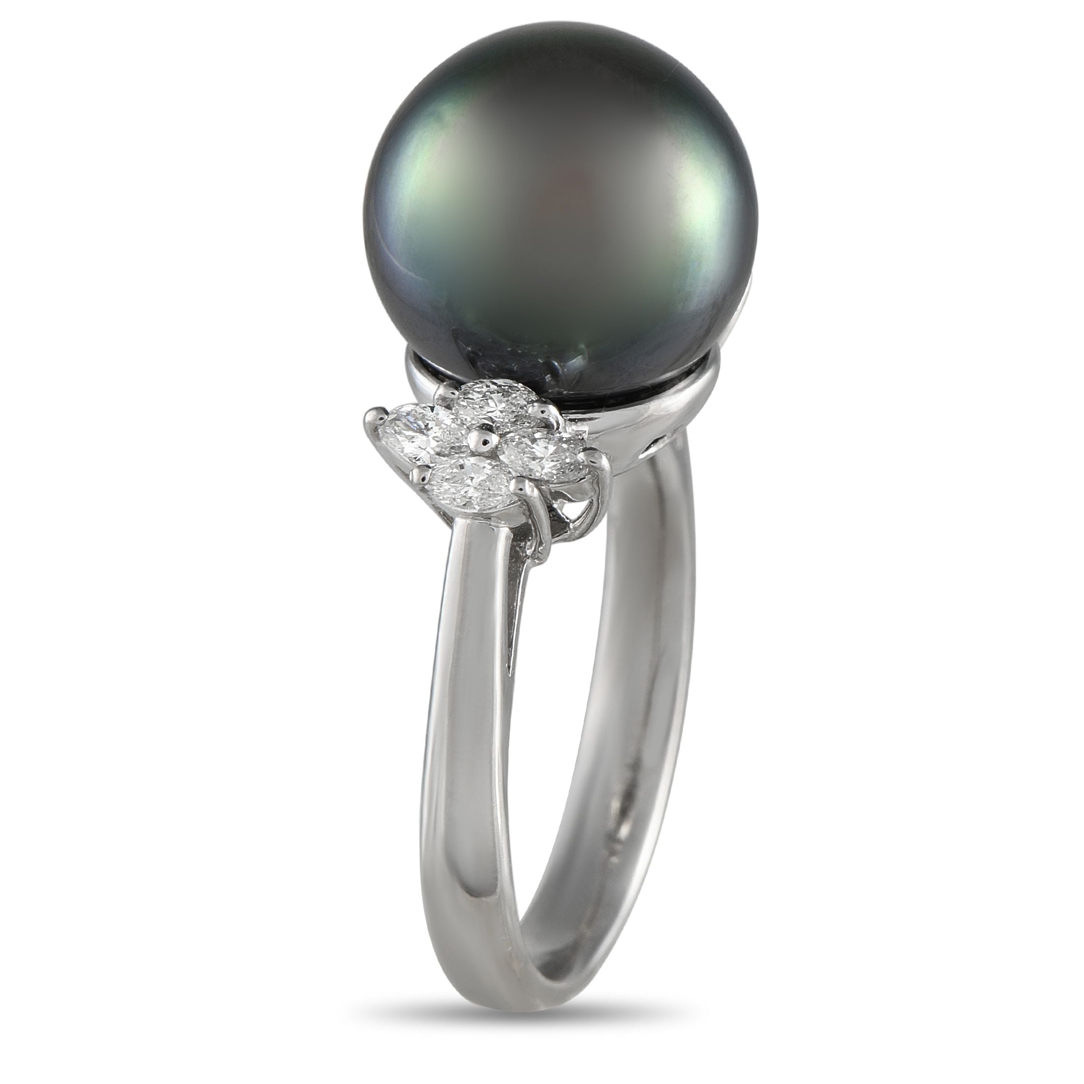 Exclusive Platinum 0.38ct Diamond and Pearl Ring