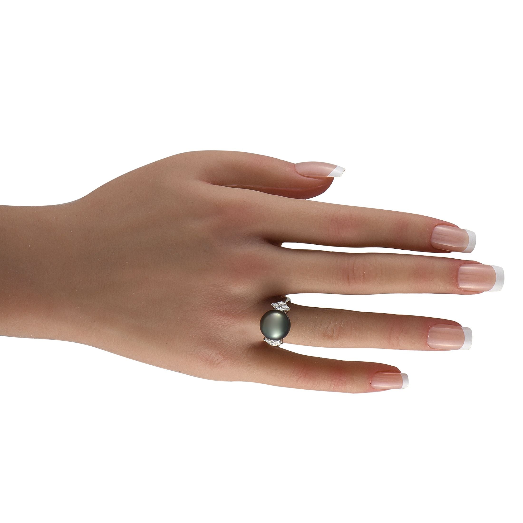 Exclusive Platinum 0.38ct Diamond and Pearl Ring