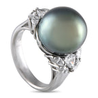 Exclusive Platinum 0.92ct Diamond and Pearl Ring MF14-051425 – A captivating 13