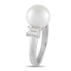 Exclusive Platinum 0.53ct Diamond and Pearl Ring