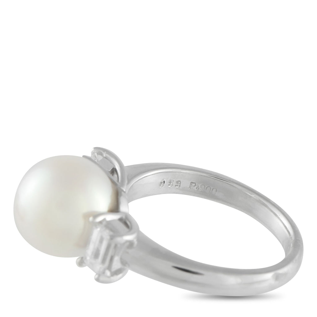 Exclusive Platinum 0.53ct Diamond and Pearl Ring