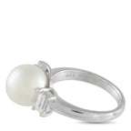Exclusive Platinum 0.53ct Diamond and Pearl Ring