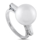 Exclusive Platinum 0.41ct Diamond and Pearl Ring - Luminous and impossible to overlook. Rising 17mm above the finger, this Exclusive  ring lets its 12.5mm pearl take center sta