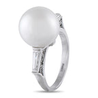 Exclusive Platinum 0.41ct Diamond and Pearl Ring