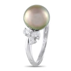 Exclusive Platinum 0.72ct Diamond and Black Pearl Ring