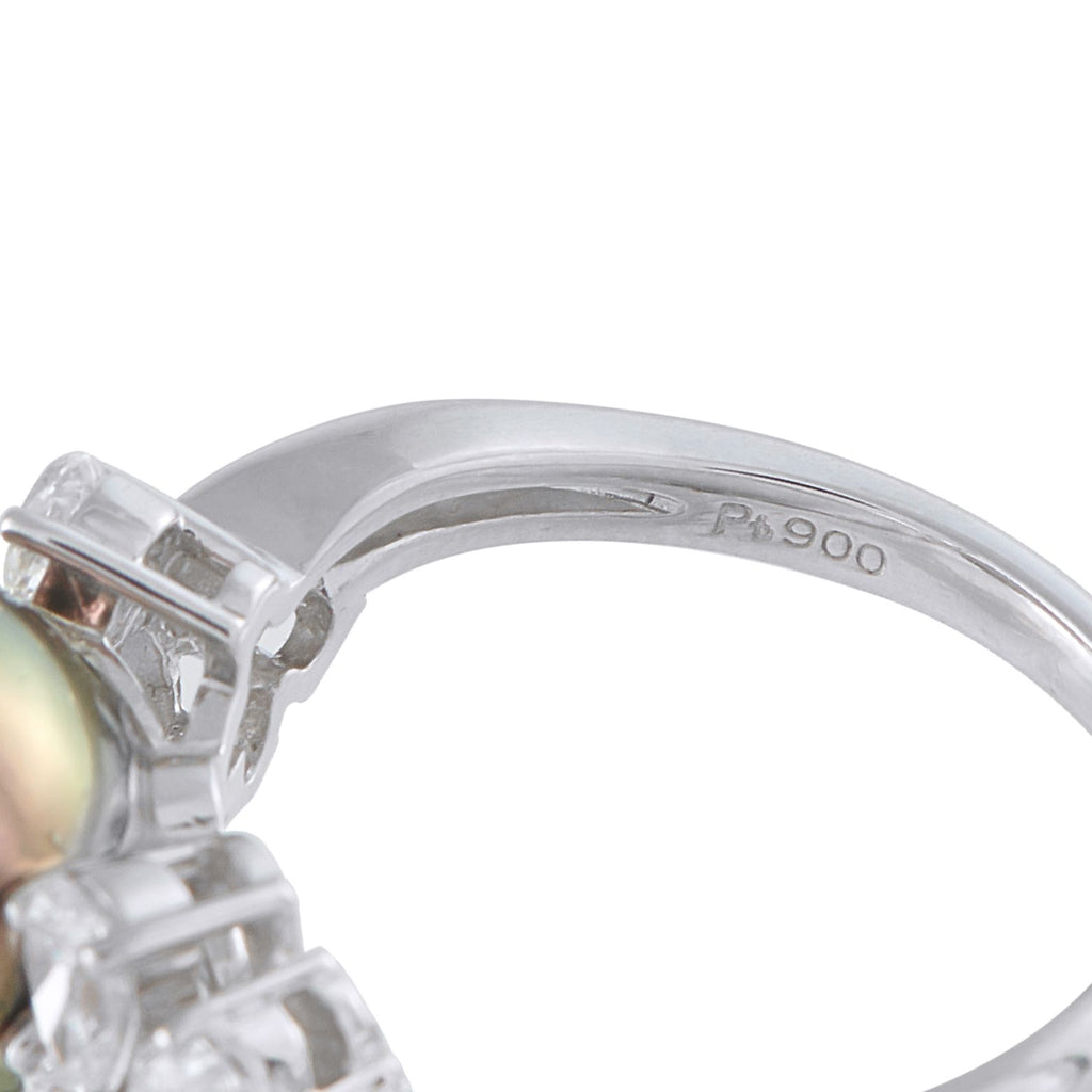 Exclusive Platinum 0.72ct Diamond and Black Pearl Ring