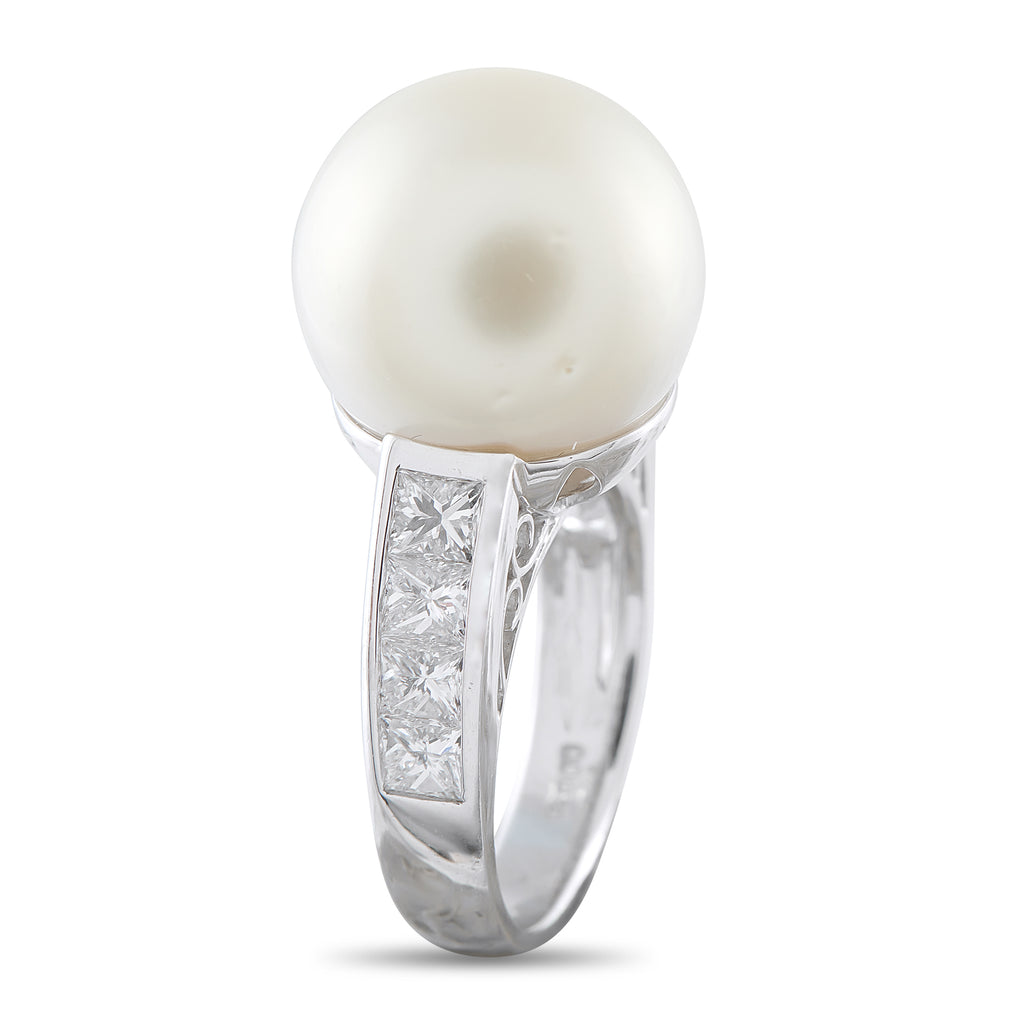 Platinum 1.69ct Diamond and Pearl Ring