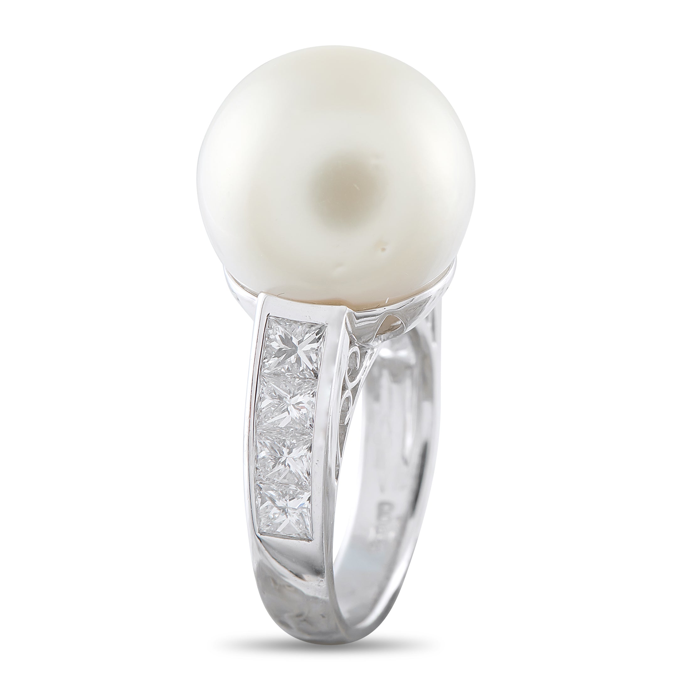 Platinum 1.69ct Diamond and Pearl Ring