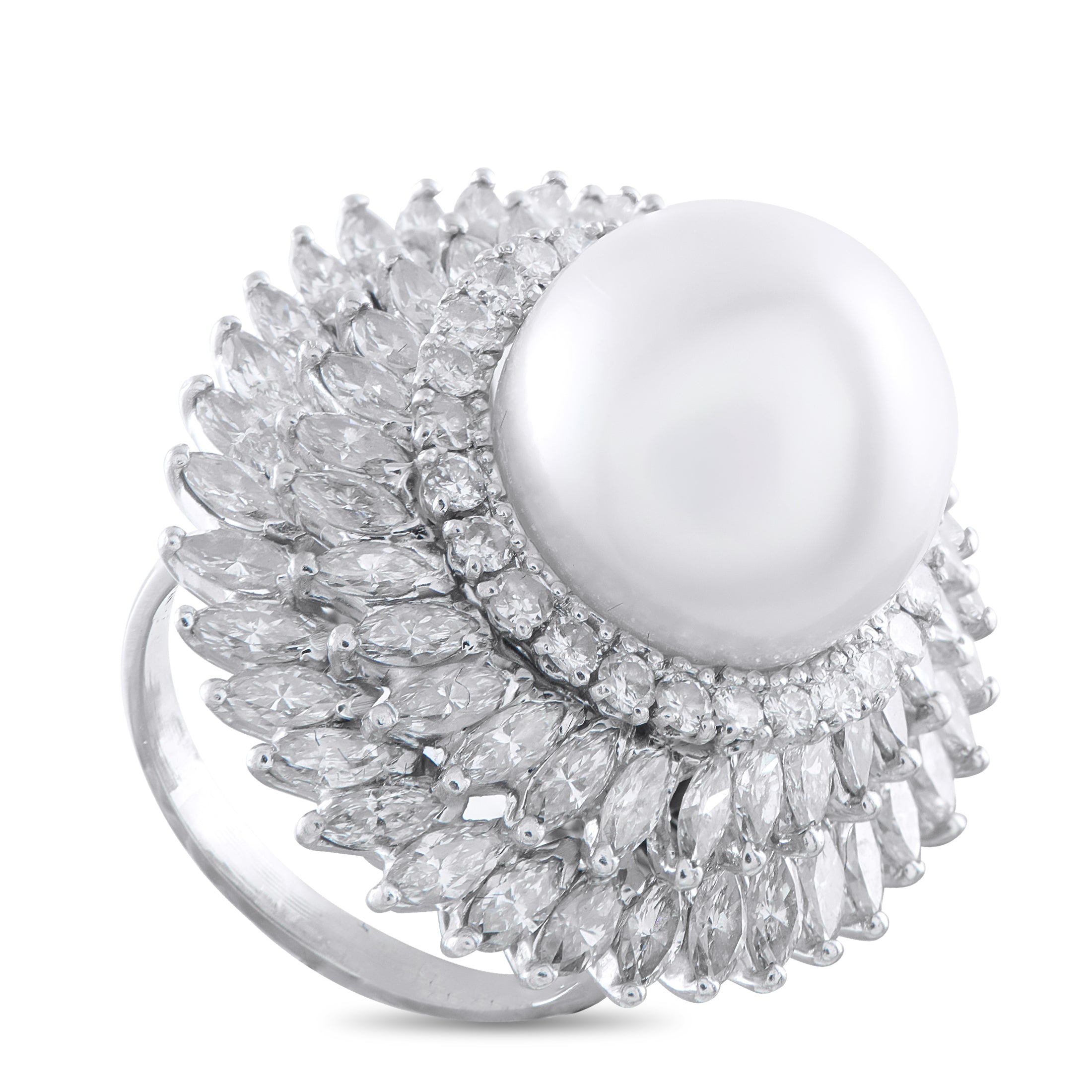 Exclusive Platinum 5.0ct Diamond and Pearl Ring