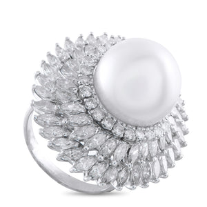 Platinum 5.0ct Diamond and Pearl Ring