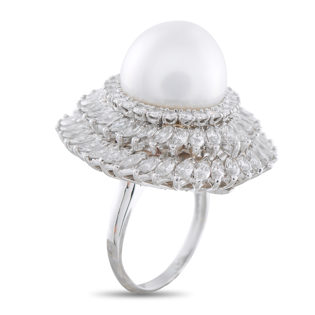 Exclusive Platinum 5.0ct Diamond and Pearl Ring