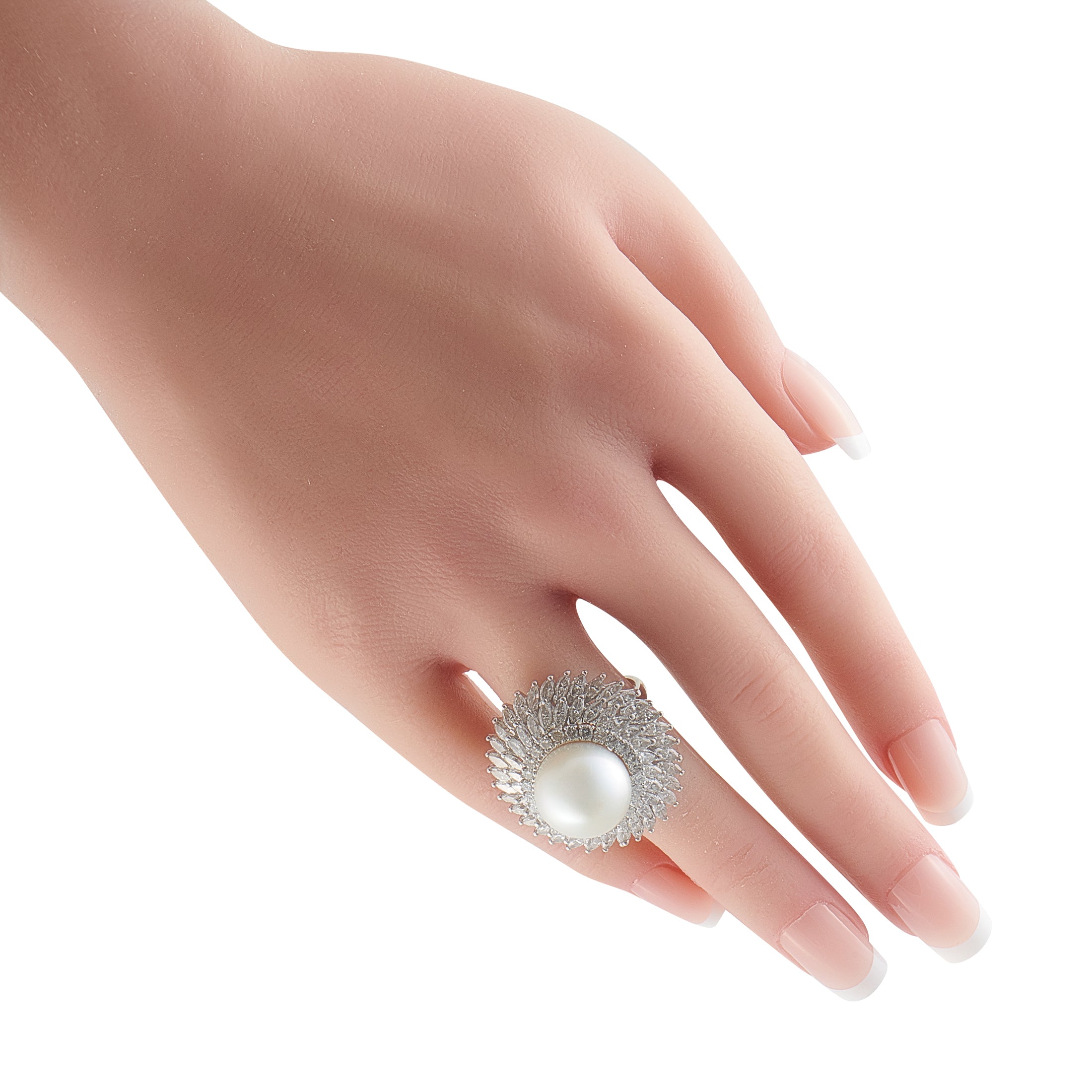 Exclusive Platinum 5.0ct Diamond and Pearl Ring