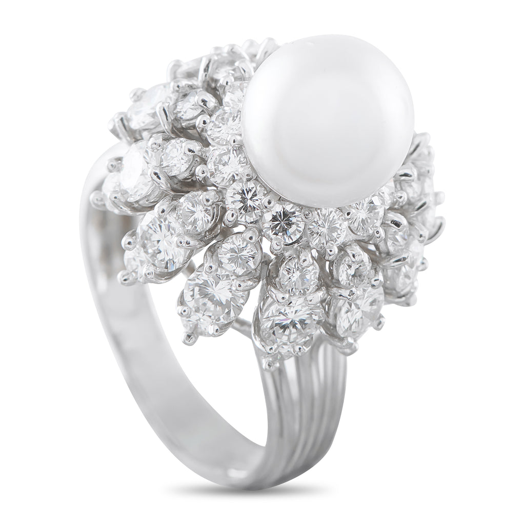 Platinum 2.76ct Diamond and Pearl Ring