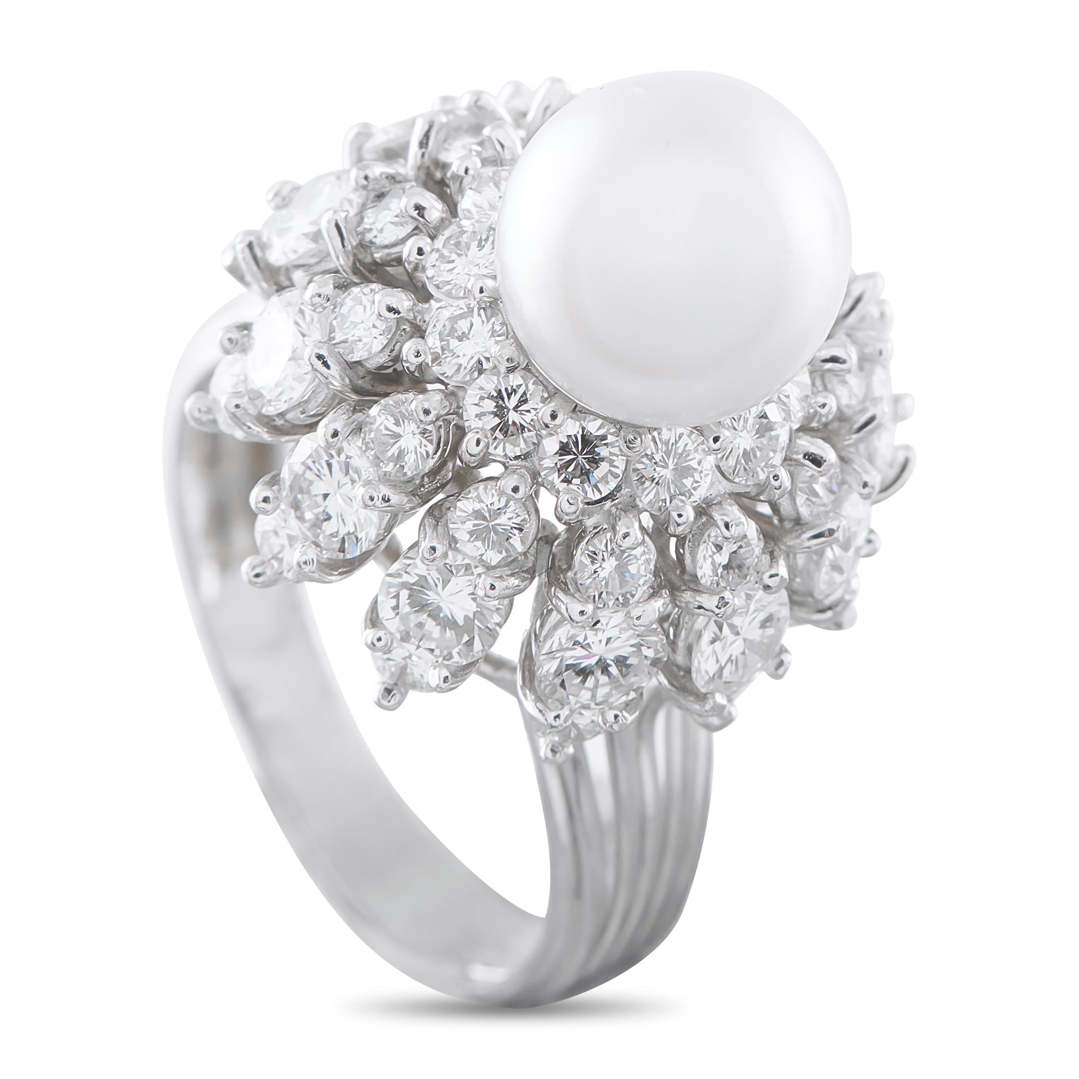 Platinum 2.76ct Diamond and Pearl Ring