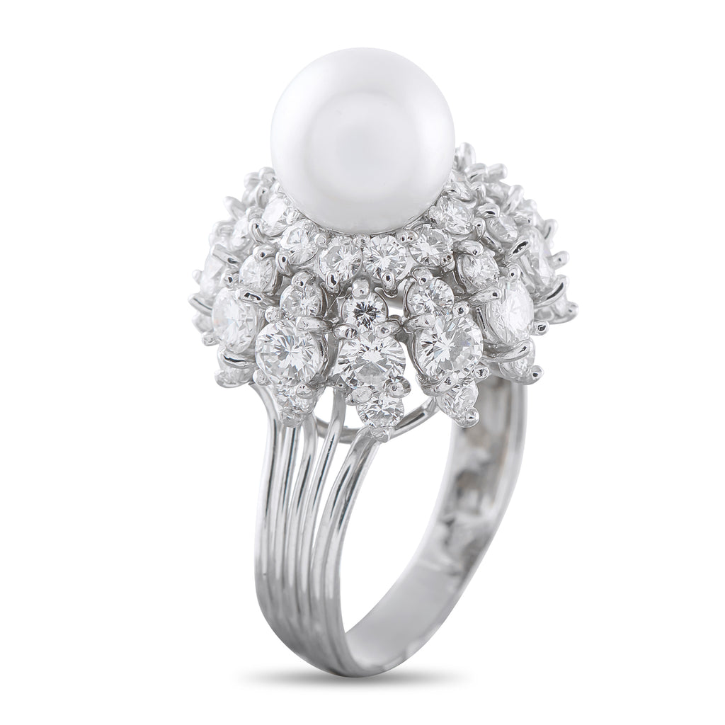 Platinum 2.76ct Diamond and Pearl Ring