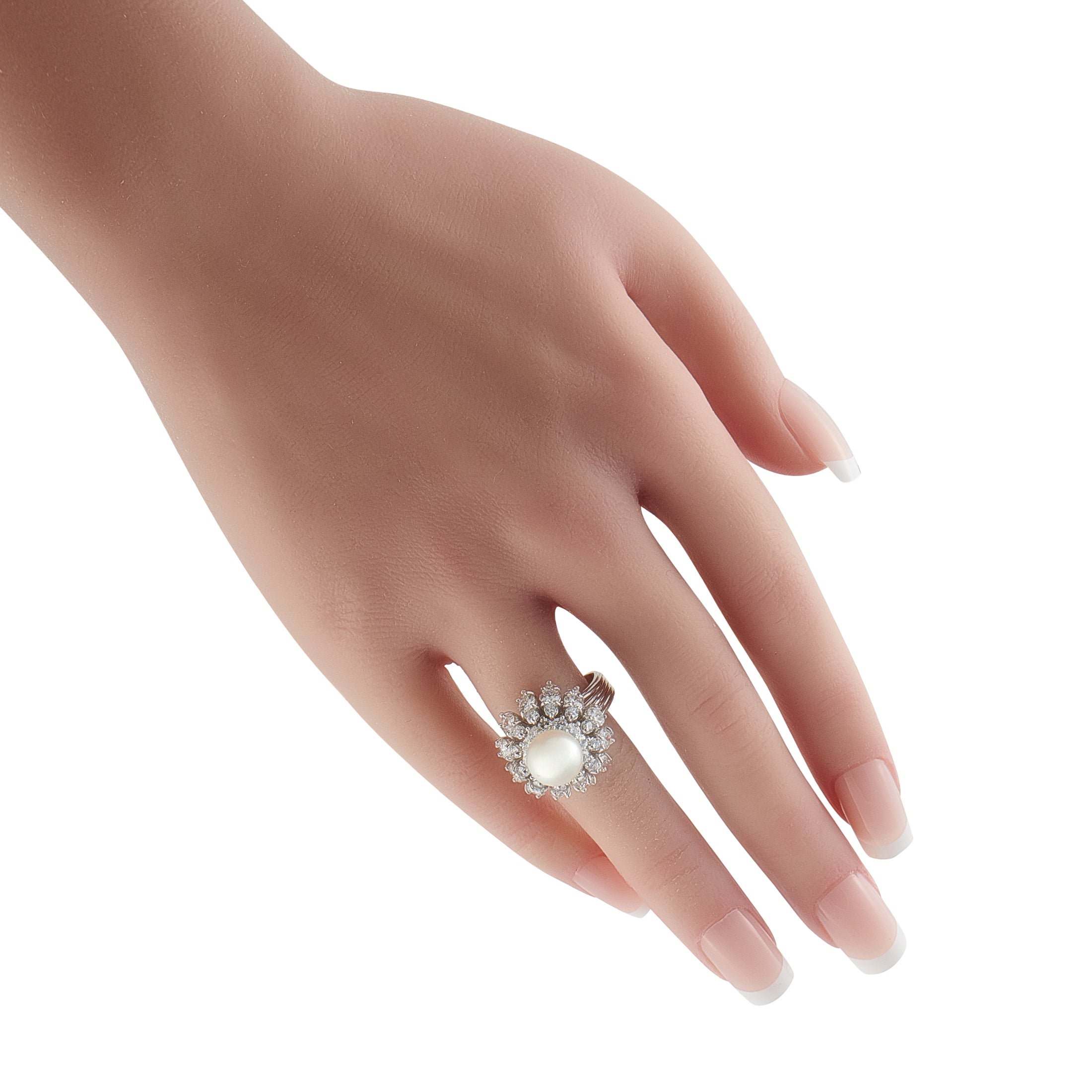 Platinum 2.76ct Diamond and Pearl Ring